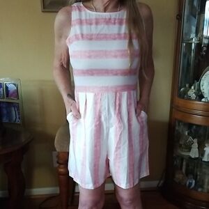 Julep Salmon and White Striped Romper Size Small